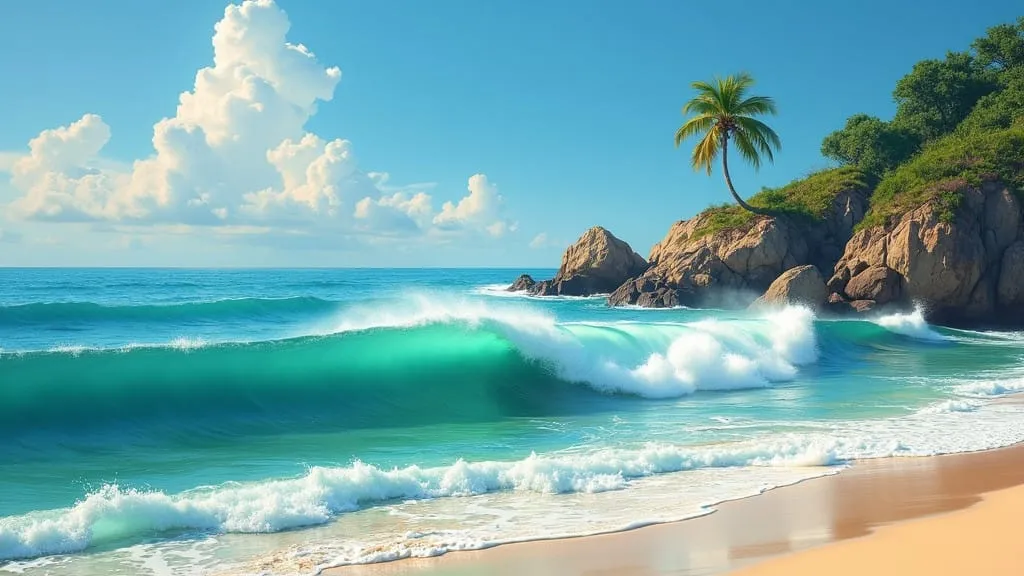 Tropical coastal artwork background